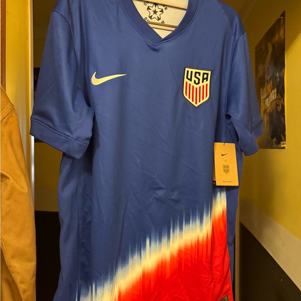 Nike Blue and Red USA Men's Soccer Jersey